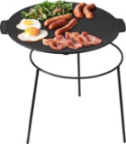 NAVARIS CAST IRON GRIDDLE WITH REMOVABLE LEGS - 34CM, PRE-SEASONED, FOR GAS GRILL AND CAMPFIRE