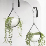 HAJIA 2 PACK WATERDROP HANGING PLANTERS, BLACK IRON PLANT HANGERS WITH NON-DETACHABLE POTS