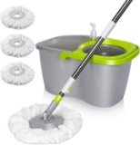 MASTERTOP MOP AND BUCKET SET, SPIN MOP WITH 3 PADS, 50.4