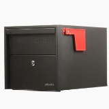 SMALL POST MOUNT MAILBOX BLACK, 12X12X18.5, ANTI-THEFT, WEATHERPROOF WITH FLAG, 2 KEYS