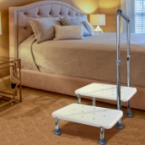 ALISENIORS STEP STOOL, NON-SKID, 2 STEPS, SUPPORTS 350 LBS, FOR ADULTS & SENIORS