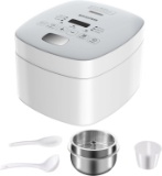LOW CARB RICE COOKER, STAINLESS STEEL, 5 CUP, LED DISPLAY, TIMER, AUTO WARM, WHITE