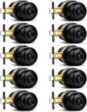 SOPOBY PRIVACY DOOR KNOB 10 PACK, MATTE BLACK KEYLESS LOCKSET FOR BEDROOM/BATHROOM