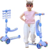 TONBUX KIDS SCOOTER, 3 WHEELS, LUMINOUS, NON-SLIP HANDLE, WIDE DECK, ADJUSTABLE HEIGHT
