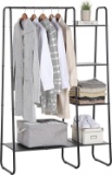 SUNNYPOINT FREESTANDING CLOTHES GARMENT AND ACCESSORIES ORGANIZER CLOSET RACK (BLK)