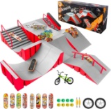 CS COSDDI SKATEBOARD PARK KIT: 8 FINGER BOARDS & 14 RAMPS, TOYS FOR BOYS & GIRLS, ACCESSORIES