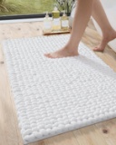 DEXI BATH RUG, 17X30, NON-SLIP, LUXURY CHENILLE, SUPER ABSORBENT, PLUSH SHAGGY, WHITE