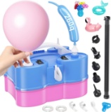 ELECTRIC BALLOON PUMP, 3-IN-1 AIR PUMP, DUAL NOZZLE INFLATOR, BLUE PINK