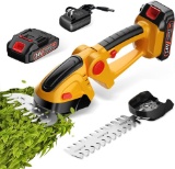 HEDGE TRIMMER CORDLESS 21V BATTERY, 2 IN 1 ELECTRIC SHRUBBERY TRIMMER, HANDHELD GRASS SHEAR