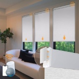 MOTORIZED NO DRILL ROLLER SHADES, CORDLESS & REMOTE CONTROL BLINDS (WHITE, 33.5 X 72)