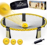 BEACH BALL GAME SET - 3 BALLS, NET & BAG - FOR BEACH, YARD, LAWN, BACKYARD, & PARK