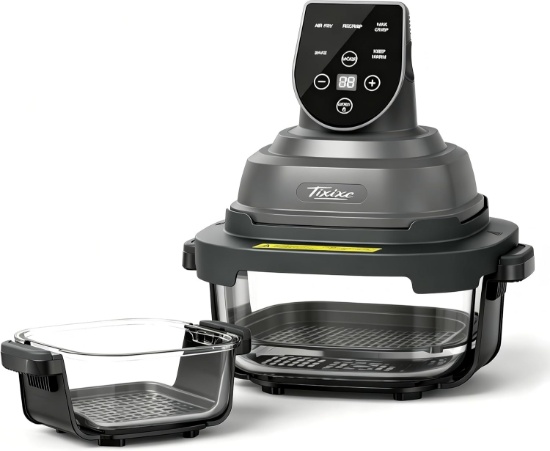 5-IN-1 GLASS AIR FRYER, ZERO-OIL HEALTHY COOKING, 1500W, 4QT GLASS BOWL, DISHWASHER SAFE
