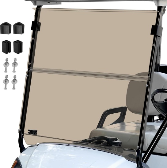 GOLF CART FOLDABLE WINDSHIELD, 3/16" THICK, FITS 2007-2016 YAMAHA G29/DRIVE, 1" X 1" STRUTS, ACRYLIC