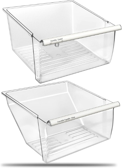2-PK FRIDGE CRISPER DRAWER, UPPER HUMIDITY CONTROL & LOWER CRISPER BIN DRAWER FOR KENMORE/WHIRLPOOL
