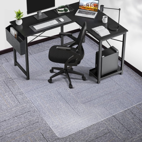 SALLOUS CHAIR MAT FOR CARPET, 46 X 60 IN VINYL FLOOR PROTECTOR, CLEAR