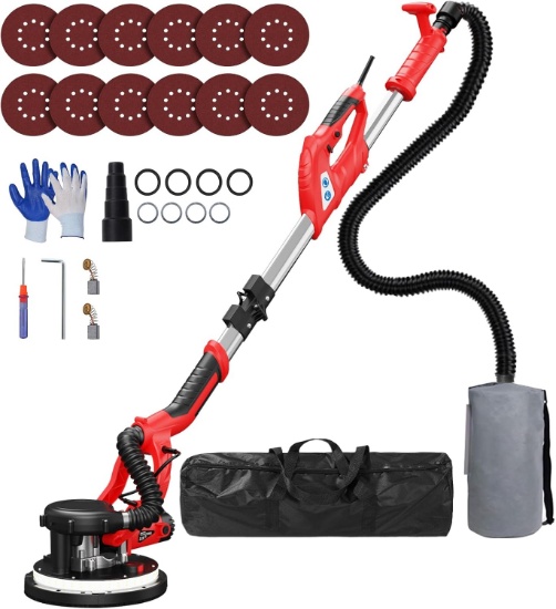 DRYWALL SANDER W/VACUUM, 8-AMP, 7-SPEED 800-1800RPM, LED, 12 DISCS