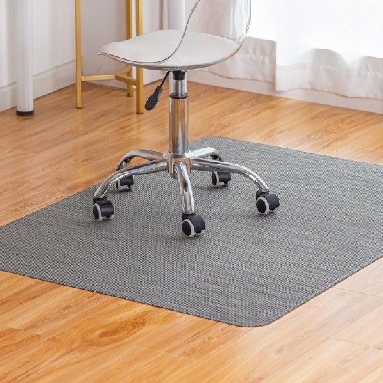 BAROYAL OFFICE CHAIR MAT FOR HARDWOOD FLOOR, NON-SLIP 36 X 48 IN PVC DESK FLOOR PROTECTOR (GRAY)