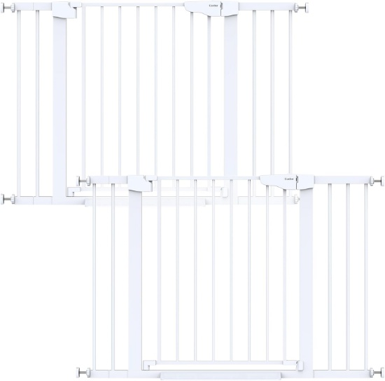 CUMBOR 2 PACK 30-46" BABY GATE FOR STAIRS, AUTO-CLOSE, WHITE, 30.5" TALL