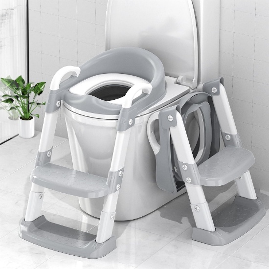 POTTY TRAINING SEAT W/STEP STOOL LADDER FOR TODDLERS, ADJUSTABLE POTTY CHAIR W/ANTI-SLIP STEPS