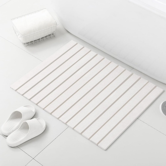LARGE STONE BATH MAT, 30.2X23.5 IN, NON-SLIP, DIATOMACEOUS EARTH, ULTRA-ABSORBENT