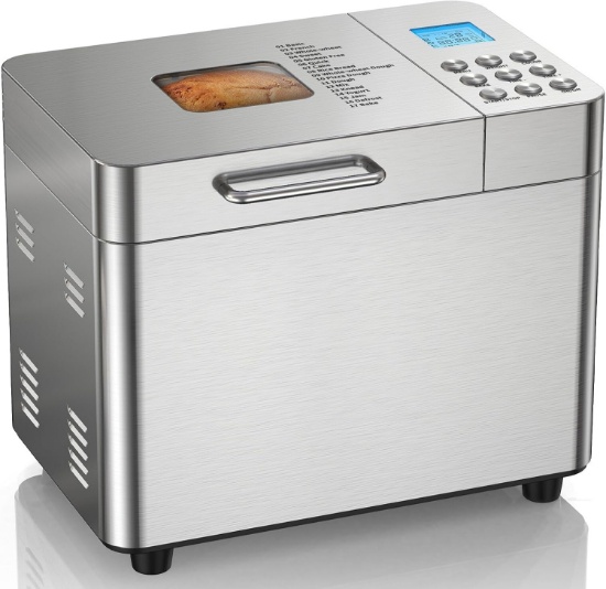 OSIPOTO 2LB BREAD MAKER, 17-IN-1, AUTOMATIC, STAINLESS STEEL, W/LCD DISPLAY, 15H TIMER
