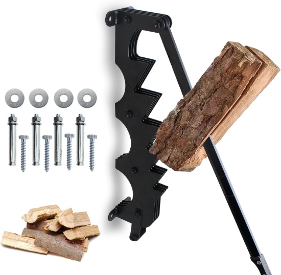 WALL MOUNTED WOOD SPLITTER - MANUAL KINDLING SPLITTER FOR FIREWOOD, CARBON STEEL LOG SPLITTER