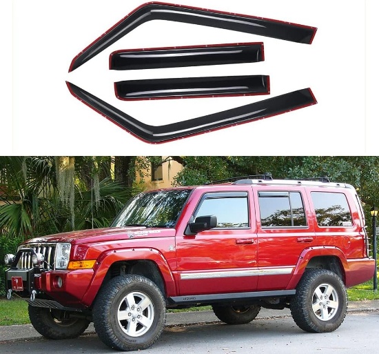 JEEP COMMANDER WINDOW VISORS RAIN GUARDS 2006-2010, IN-CHANNEL, 4PCS, DARK SMOKE