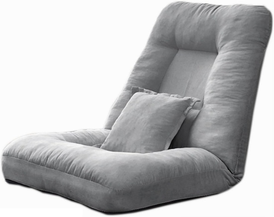FOLDING SOFA W/ADJUSTABLE POSITIONS, PADDED LAZY CHAIR W/BACK SUPPORT (GRAY)