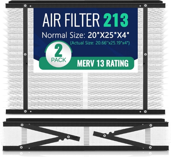 2-PACK 213 REPLACEMENT FILTER FOR APRILAIRE WHOLE-HOUSE PURIFIERS, MERV 13, 20X25X4