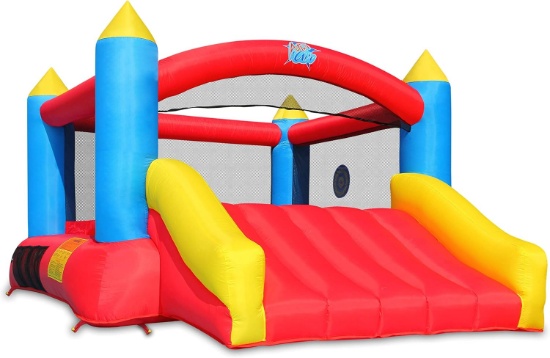 ACTION AIR BOUNCE HOUSE W/AIR BLOWER, JUMPING CASTLE W/SLIDE, DURABLE THICK MATERIAL (C-9745)