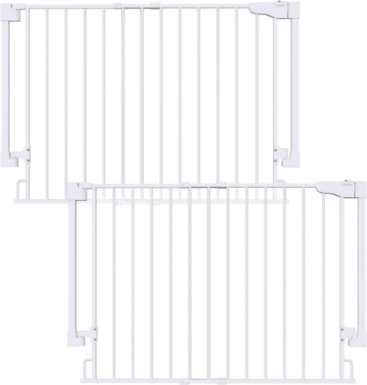 CUMBOR 2 PACK 29.2-43" NO BOTTOM BAR BABY GATE FOR STAIRS & DOORWAYS | 2-IN-1 AUTO-CLOSE WALK-THRU