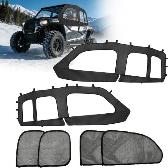 POLARIS GENERAL 4/XP 4 1000 SOFT UPPER DOOR WINDOWS, 4-SEAT CREW CAB, CLEAR VINYL, ROLL-UP ZIPPERS