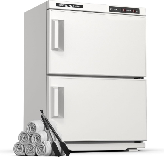 DOUBLE HOT TOWEL WARMER FOR SPA, PROFESSIONAL TOWEL HEATER, 32L, WHITE