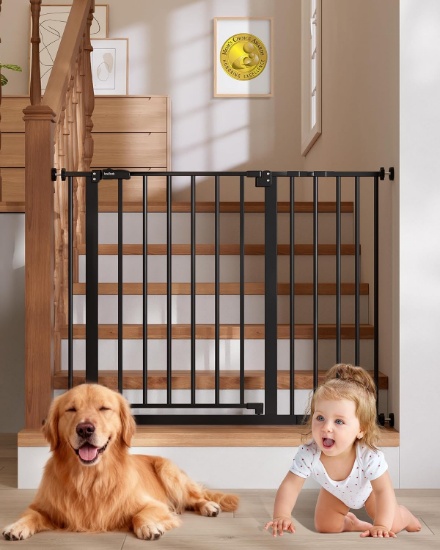 INNOTRUTH BABY GATE, 29.5-40.75, 30" TALL, PRESSURE-MOUNTED, DUAL LOCK, 2-WAY SWING, BLACK