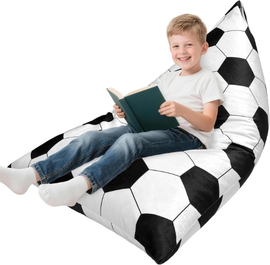 LUKEIGHT SOCCER BEAN BAG CHAIR FOR KIDS, TEENS, ADULTS - MEMORY FOAM, REMOVABLE COVER, X-LARGE