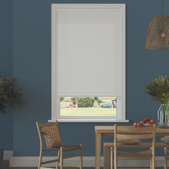LUMINO 1" ROOM DARKENING VINYL MINI BLINDS, 29 W X 64 L, WHITE | CORDLESS, EASY INSTALL