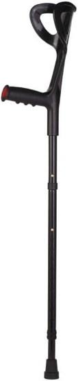 LIGHTWEIGHT FOLDABLE FOREARM CRUTCH, ALUMINUM, HEIGHT ADJUSTABLE, ERGONOMIC HANDLE, 2ZG-02BM (BLACK)