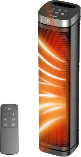 X-LARGE 1500W ELECTRIC SPACE HEATER, 24IN, THERMOSTAT, 70 OSCILLATION, REMOTE, 12H TIMER