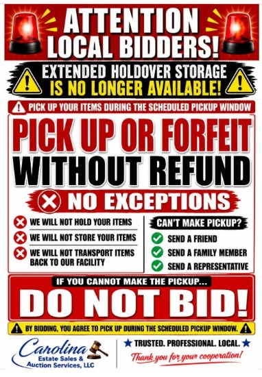 INFO LOT - We Do Not Offer Extended Holdover Storage Service