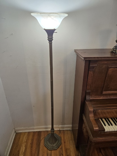 *VINTAGE METAL FLOOR LAMP, GOLD-TONE, 70"H