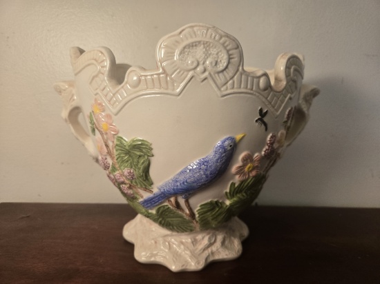 HAND PAINTED CERAMIC PLANTER, APPROX. 8"H X 11"W