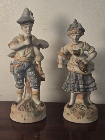 PAULUS BISQUE MAN & WOMAN STATUE, APPROX. 8"H