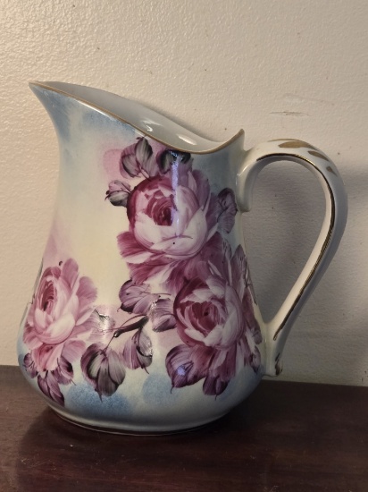 LIMOGES 7.25"H  HAND-PAINTED PITCHER
