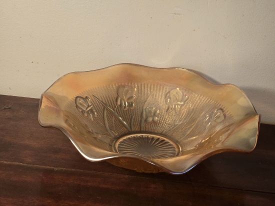 VINTAGE IRIDESCENT BOWL, 11.25" ROUND X 3"H