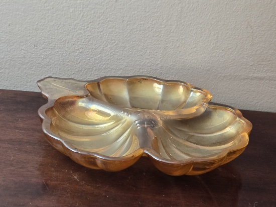 VINTAGE IRIDESCENT CHANGE DISH, 7"W X 1"H