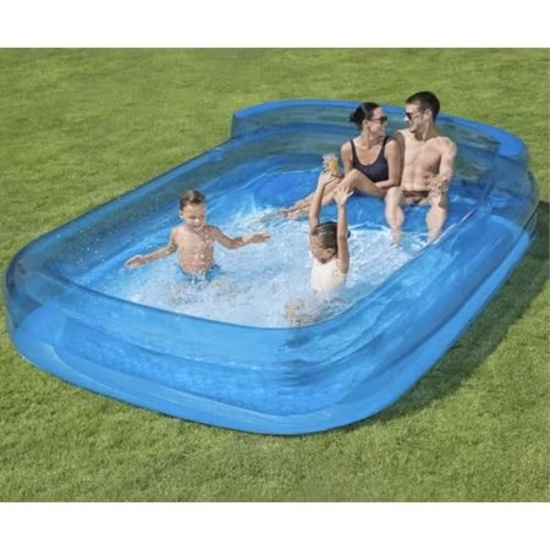 *H2ogo! 10ft Inflatable Family Lounge Pool With Built-In Bench Seat And Headrest