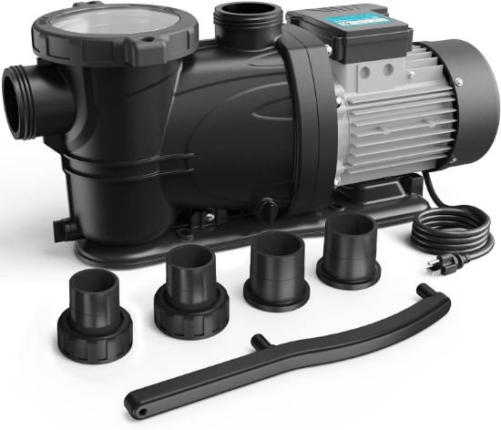 *In/Above Ground Pool Pump, Self Primming High Flow (Single Speed, 1.5HP, 7350 GPH, 115V)
