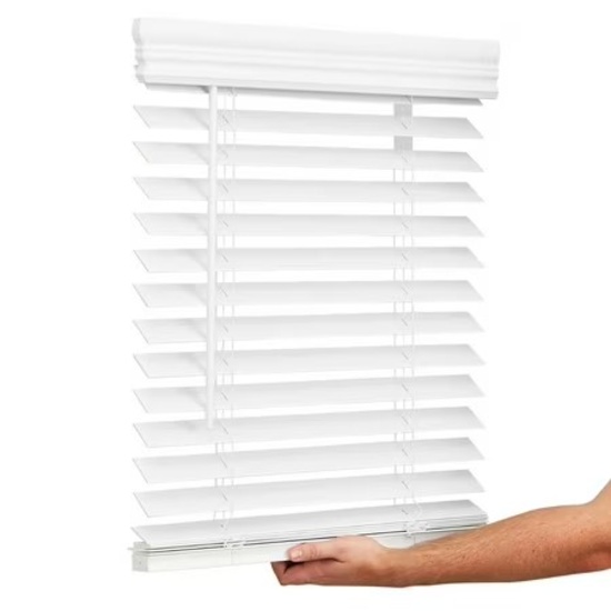 LOTUS & WINDOWARE CORDLESS 2 IN. FAUX WOOD ROOM-DARKENING HORIZONTAL BLIND, 48X48, WHITE, EMBOSSED