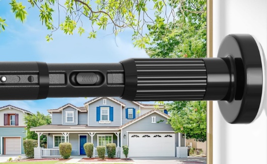 TENSION CURTAIN ROD, BLACK, ADJUSTABLE 40-166 IN, NO-DRILLING, 1.26 IN DIAMETER