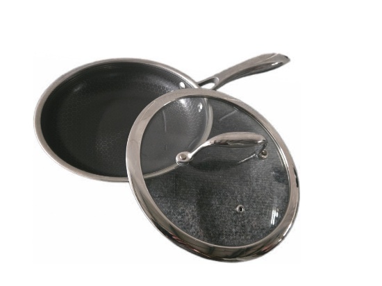 HEXCLAD 8 INCH STAINLESS STEEL FRYING PAN WITH LID